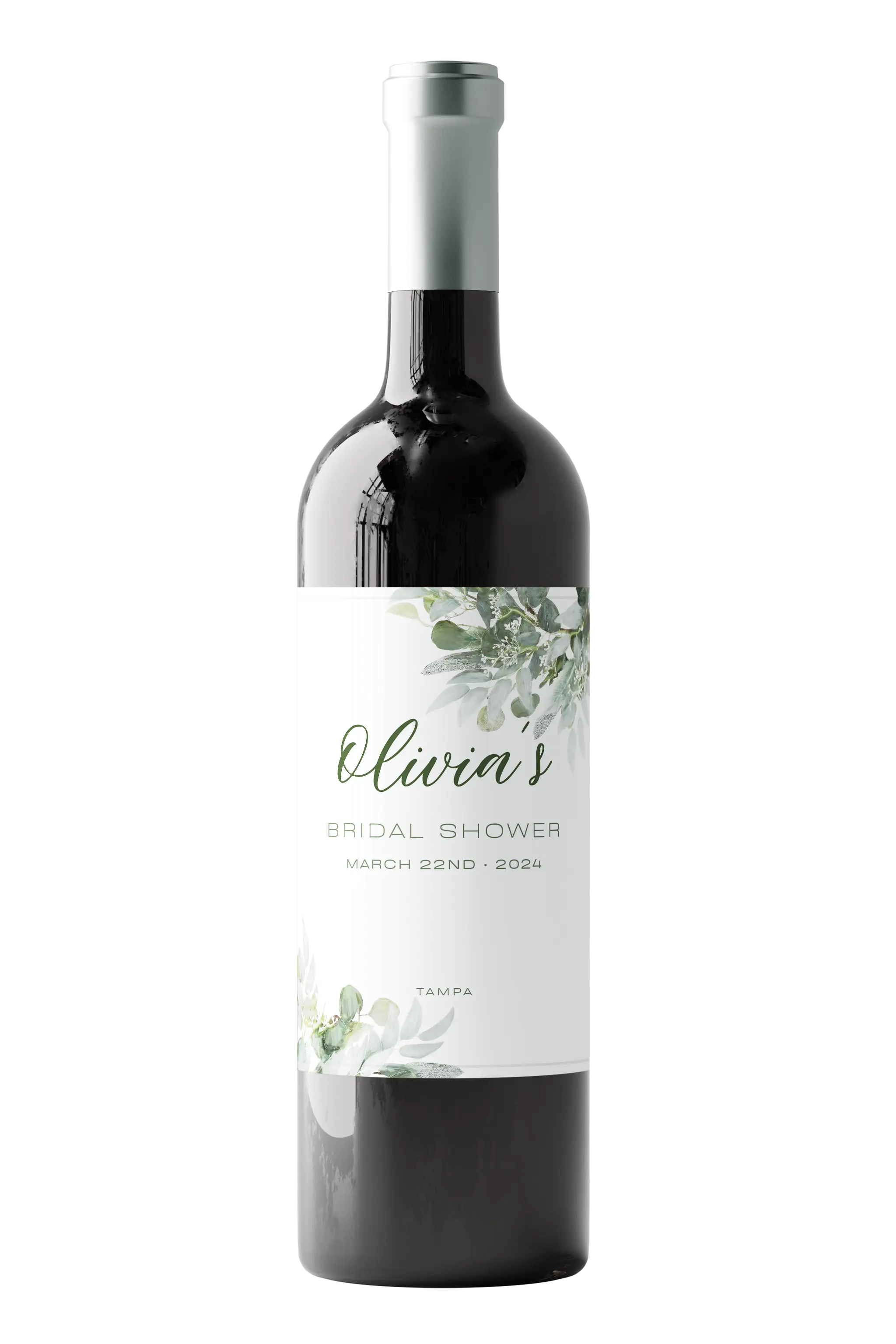 Custom Wine Bottle Labels. Eucalyptus Styled Label for Personalization