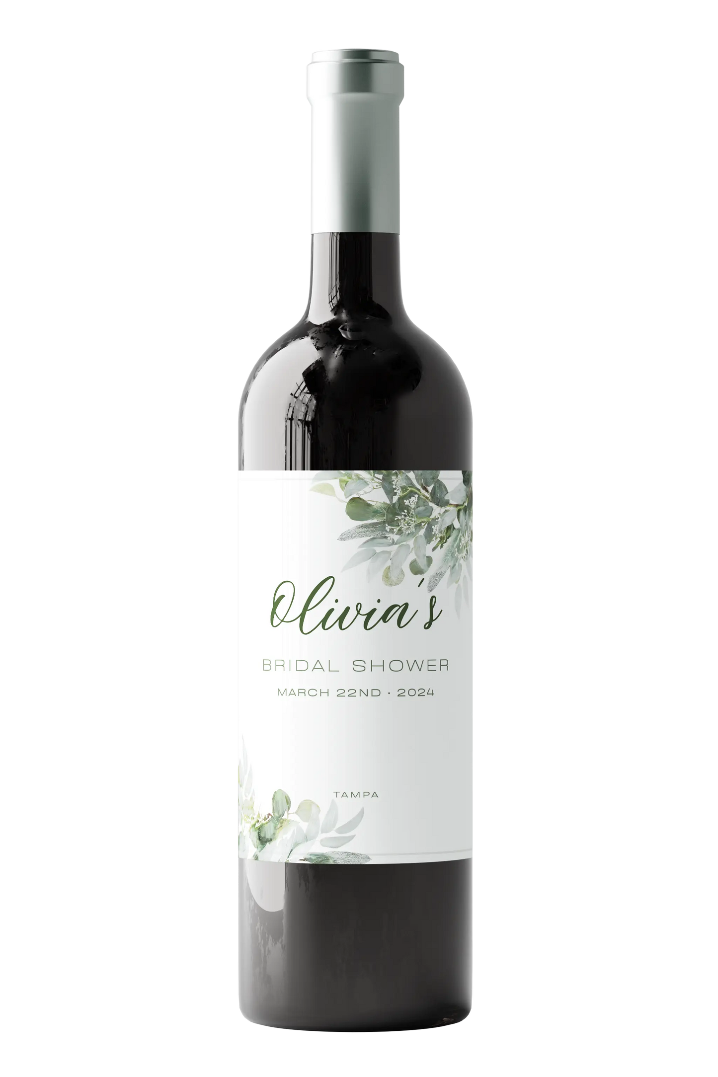 Wine Bottle Labels. Eucalyptus Styled Label for Personalization.