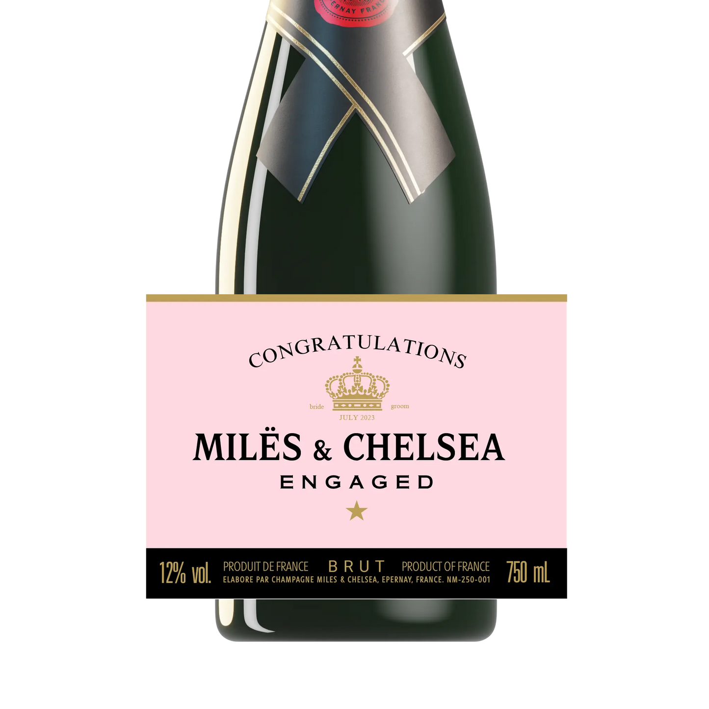 Personalized Rose Imperial Champagne Label